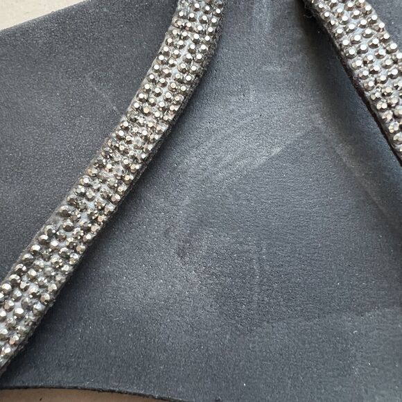 Free People Crystal Cove Black Leather Flat Sandal Rhinestone EU 39 US 8.5 - 9 - Picture 8 of 16